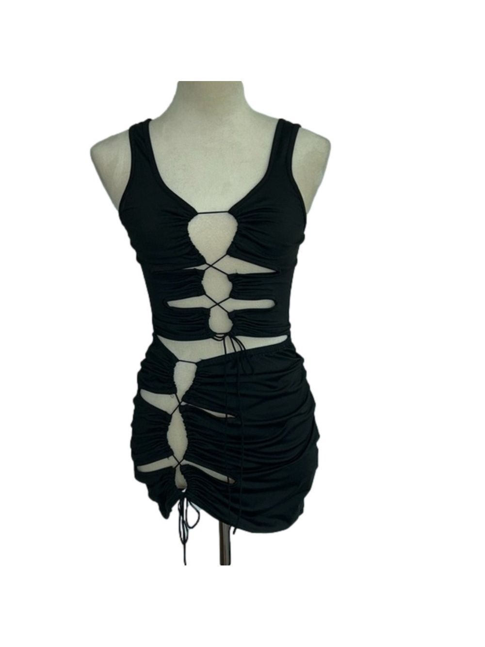 Sexy, Black, Lace up Dress: Size XS